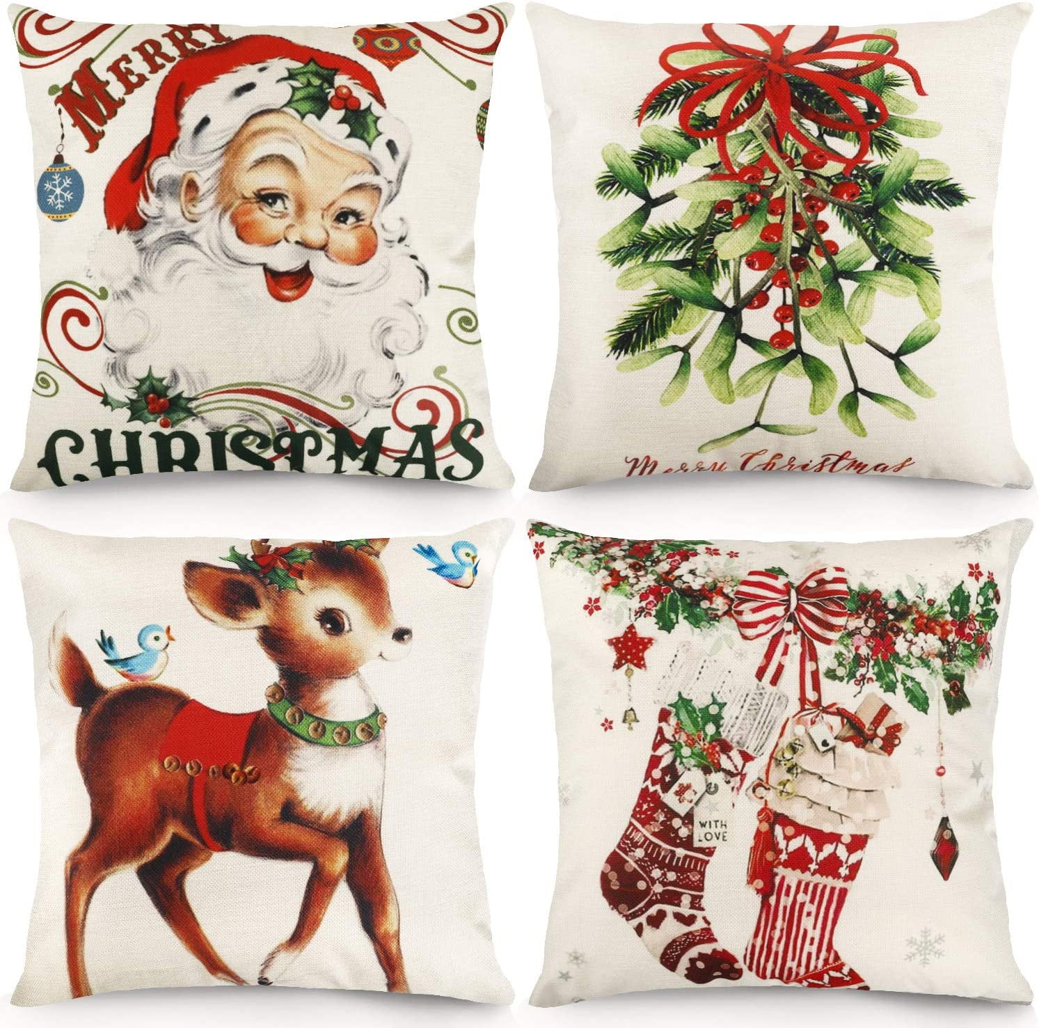 Christmas Pillow Covers 18"x18" Farmhouse Christmas Throw Pillowcase