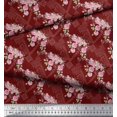 thumbnail image 2 of Soimoi Red Cotton Poplin Fabric Damask & Rose Floral Printed Fabric 1 Yard 56 Inch Wide, 2 of 3