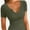 Army green, variant on Women Ribbed Short Sleeve Shirts Scoop Neck Slim Fitted Basic Tees Tops Summer Trendy