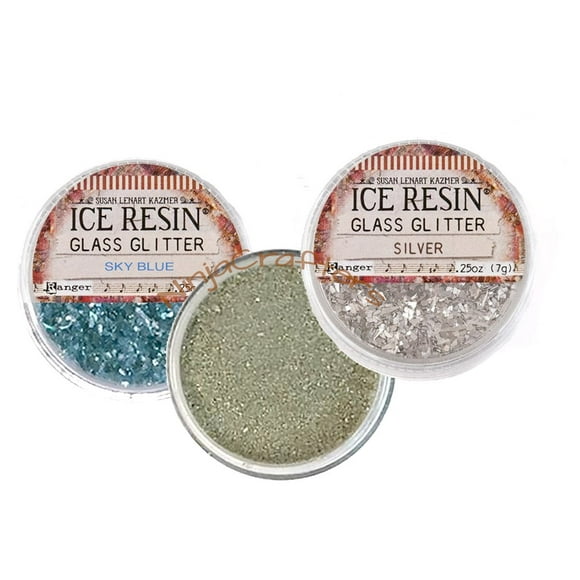 ICE RESIN Inclusions Set - Iced Enamels, Glass Glitter or Glitter Shards &/or Mica - 3-Pack of Ice Resin Inclusions in Coordinating Colors (Silver Sky)