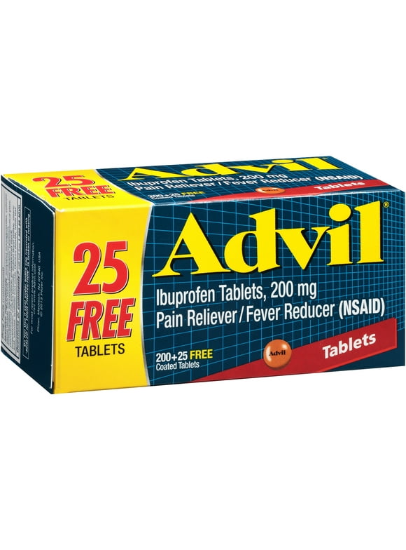 Advil (225 Count) Pain Reliever / Fever Reducer Coated Tablet, 200mg Ibuprofen, Temporary Pain Relief