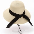 thumbnail image 4 of Beach Sun Straw Hats for Women Sun Protection Wide Brim Summer Straw Hat Color Beige Size One Size, 4 of 6