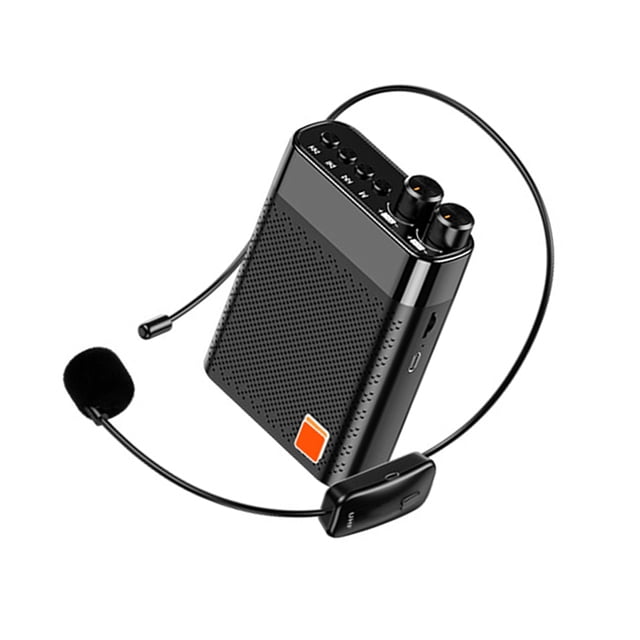 Sidaley Megáfono inalámbrico K7 UHF, altavoz con pantalla LED para enseñanza de profesores, guía turística, amplificador de voz, altavoz Cables de audio/vídeo negro
