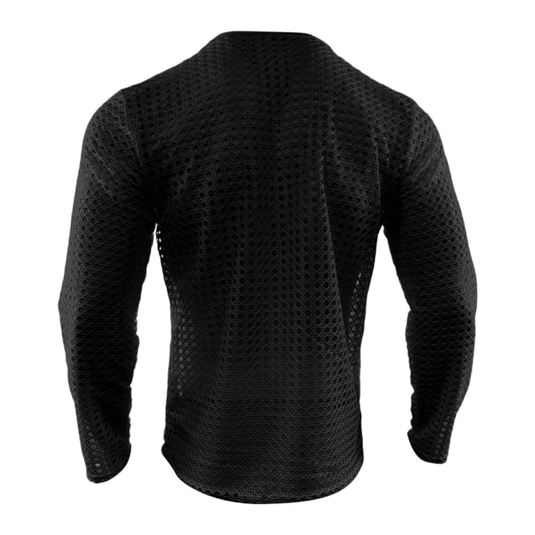 Knit Mesh Cool Long Tee (black) Men's Breathable Mesh Long Sleeve