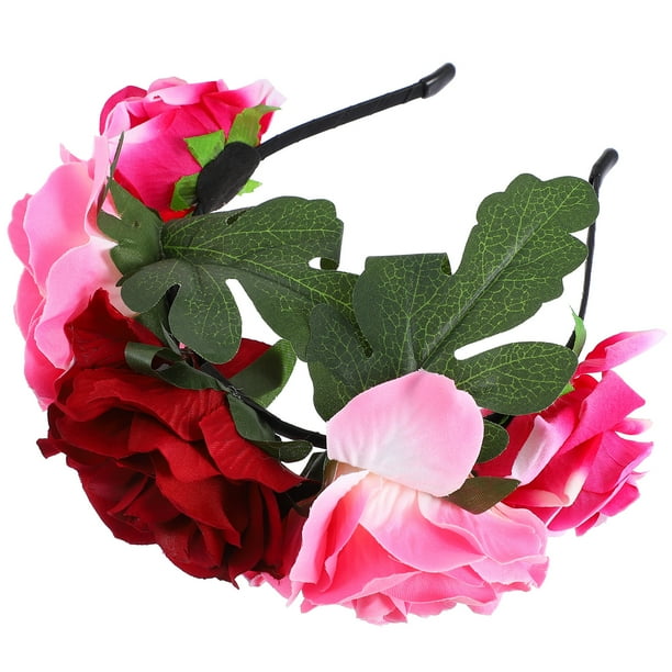 Flor de rosa diadema de cabeza de la cabeza de la corona de la corona de la corona para el cabello de Halloween accesorio