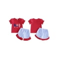 thumbnail image 2 of BemeyourBBs Kids Toddler Baby Girl 4th of July Outfit Patriot Independence Day Outfits Little Baby Girl Summer Clothes Ice Cream Embroidery Puff Short Sleeve T Shirt Tops and Plaid Shorts Set, 2 of 9