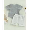 thumbnail image 5 of Infant Baby Boys Summer Clothes Sets Outfits Letter Print Short Sleeve T-Shirt and Stretch Casual Rolled Shorts Set, 5 of 10