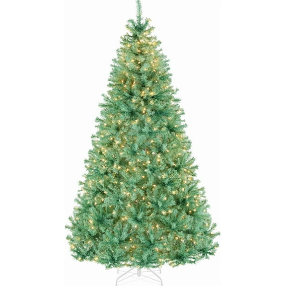 BNDFTF 6ft Pre-Lit Sage Green Christmas Tree, Full Artificial Holiday Decoration w/ 947 Branch Tips, 250 Lights, Foldable Base