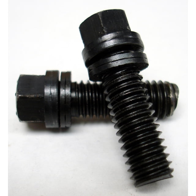 Proform Parts Exhaust Header Bolt 66753 Universal; 3/8 - 16 Inch Thread Size; 1 Inch Length; Locking Bolt; Hex Head; Black Oxide; Steel; With Wedge Locking Washers; Set Of 12