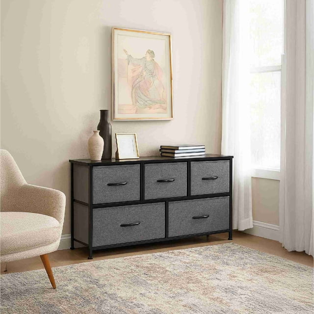 Organizador Estante 5 Cajones Gavetas de Tela Almacenamiento gris 6.49 pulg Elly Decor ED-CDT5CJCL