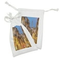 thumbnail image 2 of European Fabric Pouch Set of 2, Cityscape Toward Old Buildings in Porto Mediterranean Town Streets Scenic Image, Small Drawstring Bag for Toiletries Masks and Favors, 9" x 6", Multicolor, by Ambesonne, 2 of 2