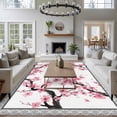 thumbnail image 3 of Large Area Rugs for Living Room Bedroom, Spring Pink Flowers 5'x8' Rug Washable Carpet Runner Indoor Outdoor, Botanical Peach Blossoms Floral Non Slip Floor Mats Rug for Kitchen, Bathroom, 3 of 8