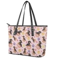 thumbnail image 3 of ZUXONGSY Dachshund Donut Flower Print Handbag for Women Practicality Top Handle Tote Bag PU Leather Laptop Tote Bag with Handle for Shopping Work, 3 of 5