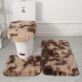 thumbnail image 3 of Thickened 3 Piece Bathroom Rug Set U Shape Carpet Pad and Toilet Seat Absorbent Soft Microfiber Furry Bath Mat Light blue, 3 of 6