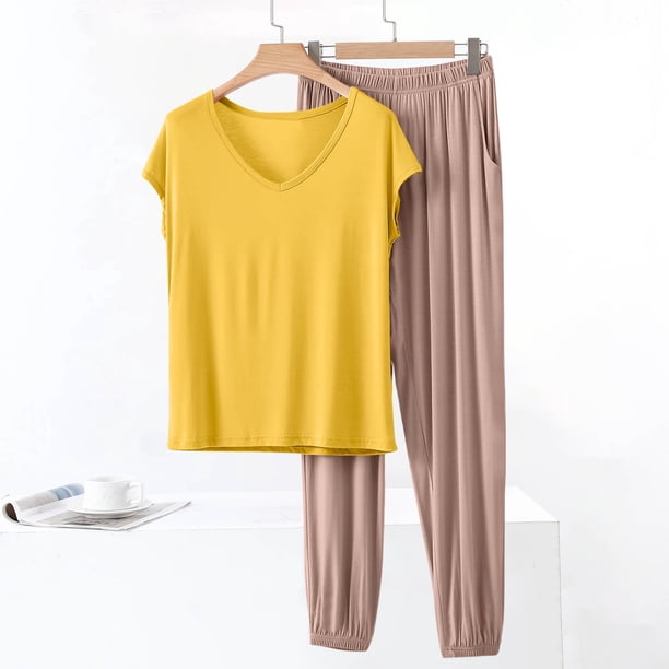 TaTaai Loose Fit Winter Sleepwear Women, Thick Warm Pajama Top with Pants, Solid Color Fleece Loungewear Set, Cozy Cold Weather Apparel Gift