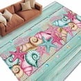 thumbnail image 2 of 5'x8' Area Rugs, Pink Starfish Ocean Indoor Outdoor Area Rug for Living Room Bedroom, Coastal Conch Green Wood Plank Farm Washable Bathroom Rugs Kitchen Floor Carpet Mats Home Decor Aesthetic, 2 of 8