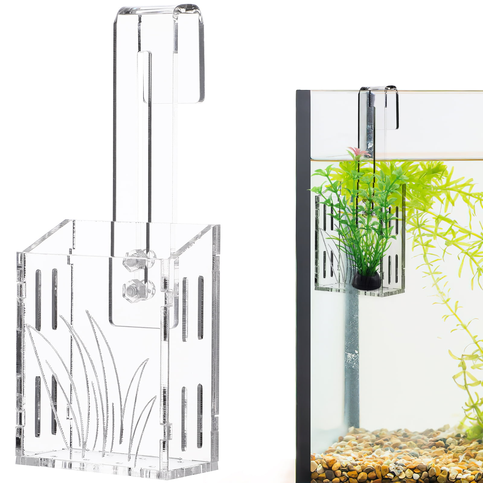Fish Tank Water Planter Hanging Aquarium Plant Holder Transparent