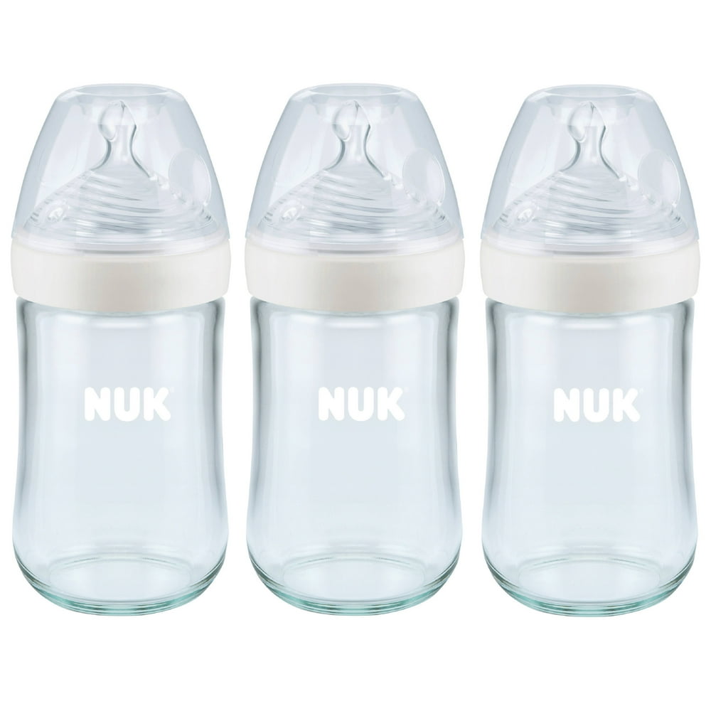 NUK Simply Natural Glass Bottle 8 oz, 3Pack