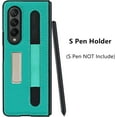 thumbnail image 5 of Compatible with Samsung Galaxy Z Fold 3 5G Case,Z Fold3 Case with S Pen Holder,Built-in Alloy Stand Feature Litchi Pattern Genuine Leather Basic Case for Samsung Galaxy Z Fold 3 5G,Green, 5 of 13