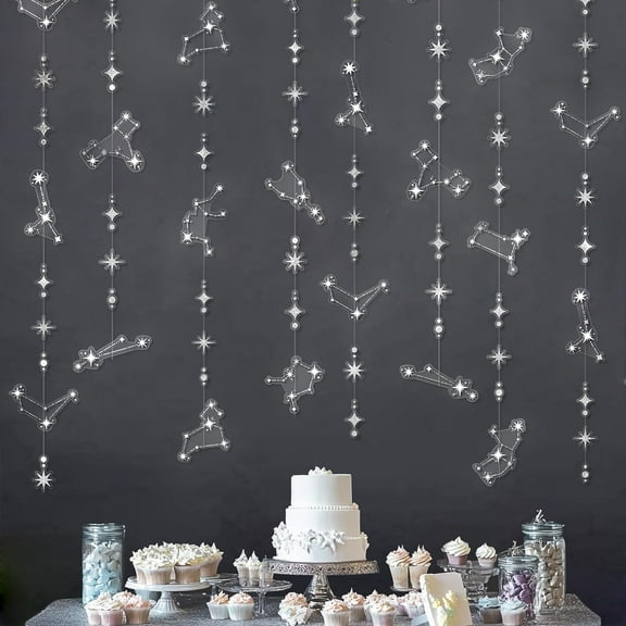 Cheerland 6 Pcs Star Party Decorations Zodiac Constellation Garland Celestial Astrology Theme Banner Hanging Glitter Stars Streamer