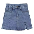 thumbnail image 7 of RUTAYY Women Denim Skirt High Waisted A-Line Skirt Slit Skirt Solid Color Flowy Swing Pleated Beach Skirts, 7 of 7