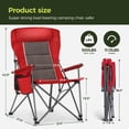 thumbnail image 6 of Sophia & William Oversized Camping Chair Heavy Duty High Back Camping Chairs 500lbs Capacity Folding Lawn Chairs with Cup Holder, Portable for Outdoor, Beach and Picnic, Red, 6 of 8
