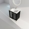 thumbnail image 3 of 28" Bathroom Vanity, Modern Double Door Storage Cabinet With Ceramic Single Sink, Soft Closing Glass Door, Freestanding Bathroom Sink Cabinet, Black, 3 of 9