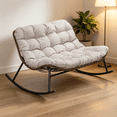 thumbnail image 5 of Oversized Double Rocking Papasan Chair, Indoor Outdoor 2-Person Egg Lounge Chair with Thick Cushion, Patio Lounge Chair for Balcony, Porch, 5 of 6