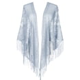 thumbnail image 1 of Chales y envolturas INSPIRE CHIC para vestidos de noche, bufandas triangulares de malla de encaje con flecos y borlas para mujeres en bodas y fiestas formales 74.8x28.3" Gris, 1 of 5