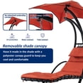 thumbnail image 2 of Hanging Chaise Lounger with Removable Canopy, Outdoor Swing Chair with Steel Frame and Built-in Pillow, Hanging Curved Chaise Lounge Hammock Chair with Stand for Patio, Porch, 2 of 7