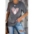 thumbnail image 3 of ABPHQTO Camiseta gris con estampado de corazón de béisbol para mujer, 3 of 5
