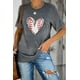 thumbnail image 3 of ABPHQTO Camiseta gris con estampado de corazón de béisbol para mujer, 3 of 5