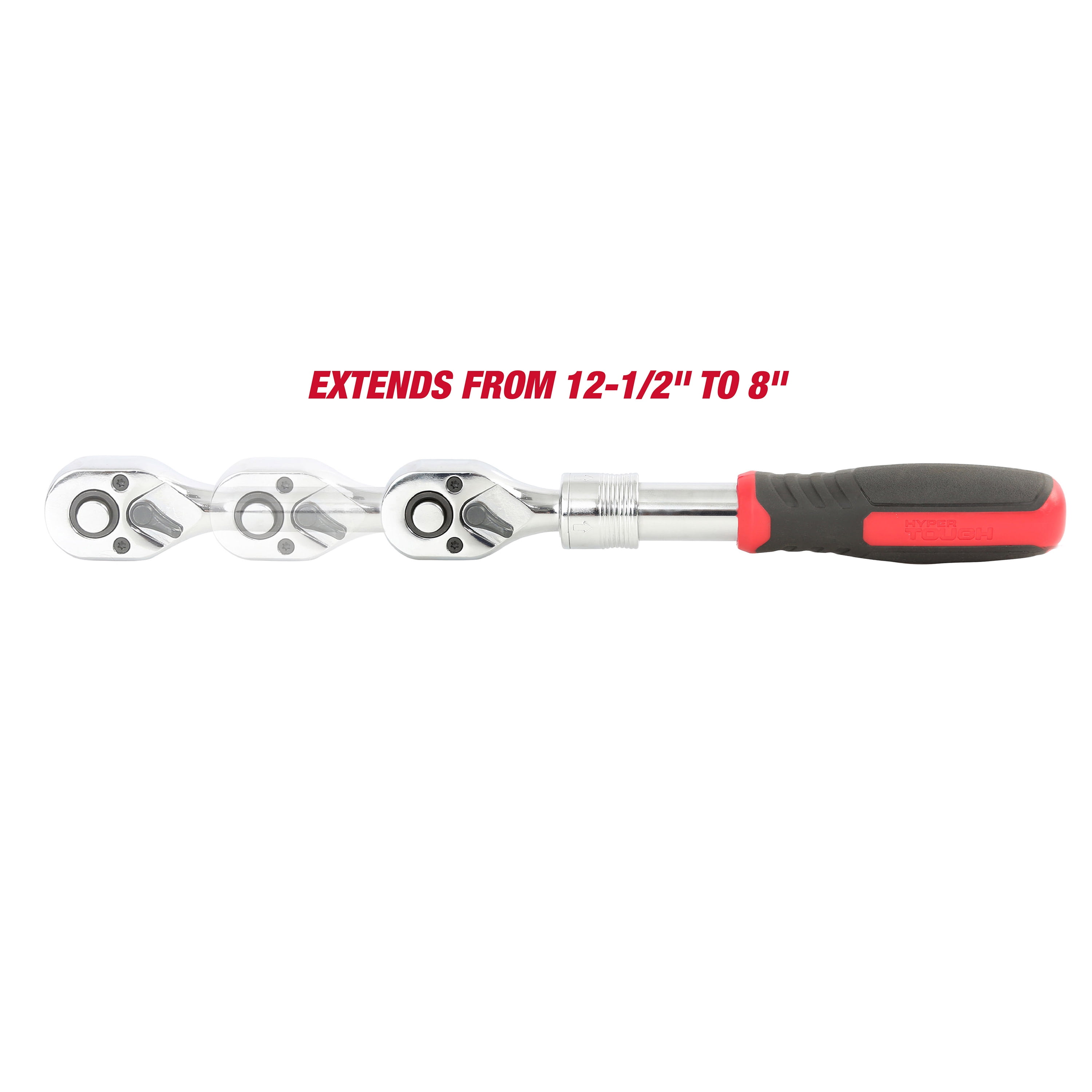Hyper Tough 3/8-Inch Pear Head Extendable Ratchet, 72 Tooth Ratchet