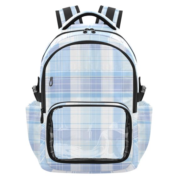 25L PVC Casual Backpack, Waterproof Large Capacity Backpack for Student Commute & Short Trips Blue Stripe