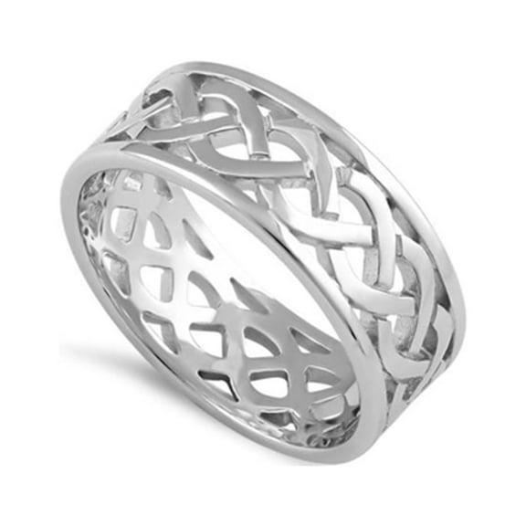 925 Sterling Silver Platinum Plated Celtic Art Women Valentines Day Gifts Ring