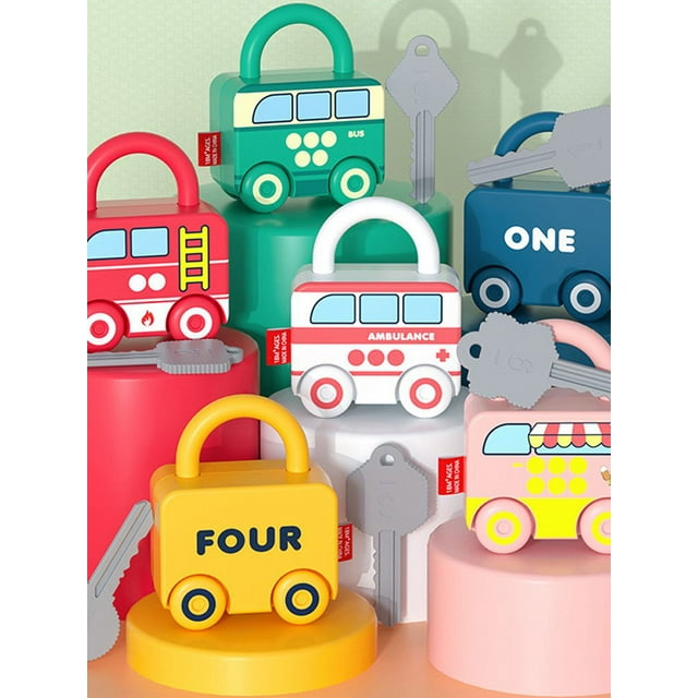 6pcs Learning Lock with Key Set Early Educational Numbers Matching Parent-children Interactive Unlocking Toys Sensory Development for Kids