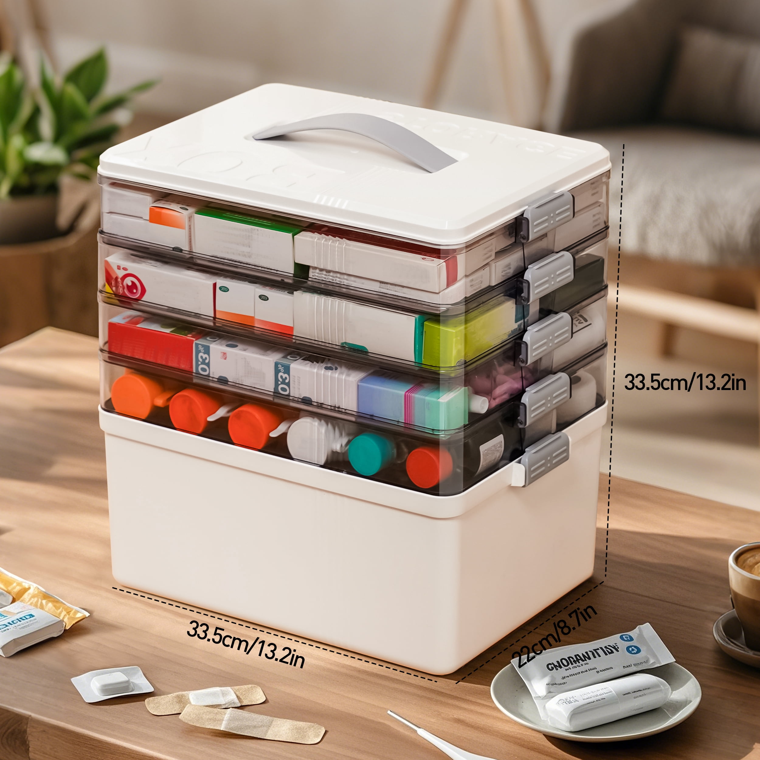 5 Layer Stackable storage bins with lid Stack & Carry Box Plastic Portable Handled with Removable Tray for Craft Adult