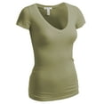 thumbnail image 3 of Essential Basic Women's Plain Short Sleeve T-Shirt V-Neck Top Junior & Plus Sizes, 3 of 4