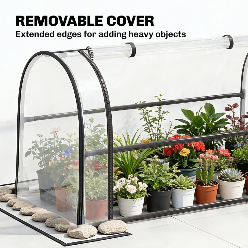Alvantor Black 40' L x 20' M x 54' H Elevated Raised Planter with Flip-Up Greenhouse Cover