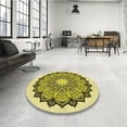 thumbnail image 4 of Ahgly Company Machine Washable Indoor Square Transitional Neon Yellow Area Rugs, 3' Square, 4 of 7