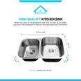thumbnail image 4 of KBFmore Classic 32 inch 18 Gauge Undermount 40/60 Double Unequal Kitchen Sink with Strainer and Grid, 4 of 10