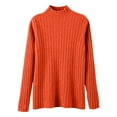 thumbnail image 6 of ManxiVoo Women's Ribbed Knit Turtleneck Sweater Long Sleeve Pullover Basic Chic Fall Winter Fashion Top L Size Orange, 6 of 6