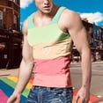 thumbnail image 2 of ZHOGXU Father's Day Mens Tank Top Summer Sleeveless Crew Neck Color Block Sports Fashion Comfortable Breathable Tee For Outdoor Activities,Pink,Xl, 2 of 4