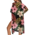 thumbnail image 5 of HELLHERO Polyester Women Long Beach Cover Up for Swimwear for Pool Casual Loose Cardigan Breathable Pink Hibiscus, 5 of 6