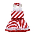 thumbnail image 3 of YONGHS Kids Girls Striped Tutu Dance Dress Christmas Figure Skating Dresses 4-16 Red 12, 3 of 7