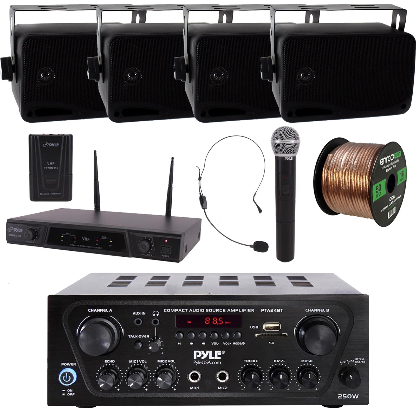 Pyle 2Channel Wireless Karaoke Home Audio Bluetooth Stereo Amplifier