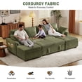 thumbnail image 6 of BedLuxury 104" Large Sectional Sofa with Pull Out Bed, Storage Ottoman & USB Charging , U Shaped Sleeper Couch for Living Room, Corduroy Green, 6 of 10
