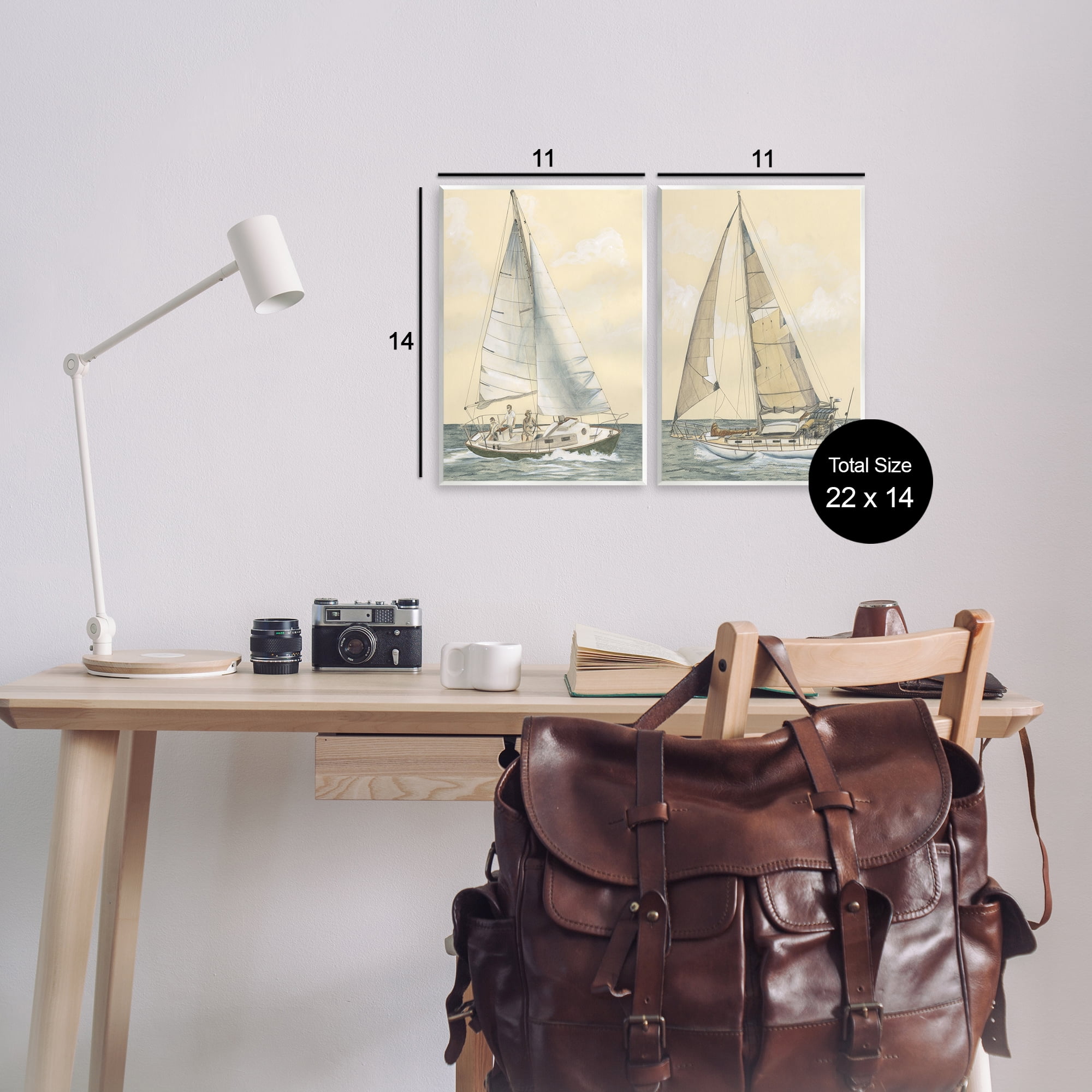 Stupell Industries Sailboat Crew At Sea People Painting Unframed Art Print Wall Art, 11 x 14, Set of 2