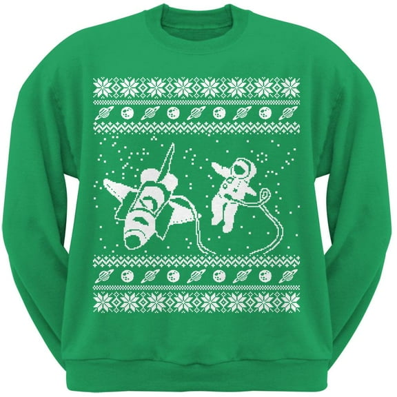 Astronaut in Space Ugly Christmas Sweater Green Sweatshirt