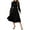 Black, variant on Women's Ruffle Mock Neck Long Sleeve Smocked Casual Floral Printed Elastic Waist Tiered Midi Dress